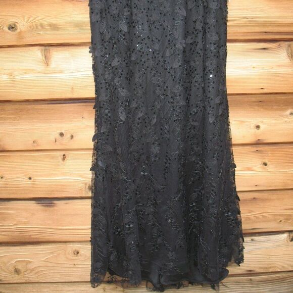 MAC DUGGAL 20889 Womens Black Sheer Applique Bustier Gown with Feather Straps - Picture 8 of 14